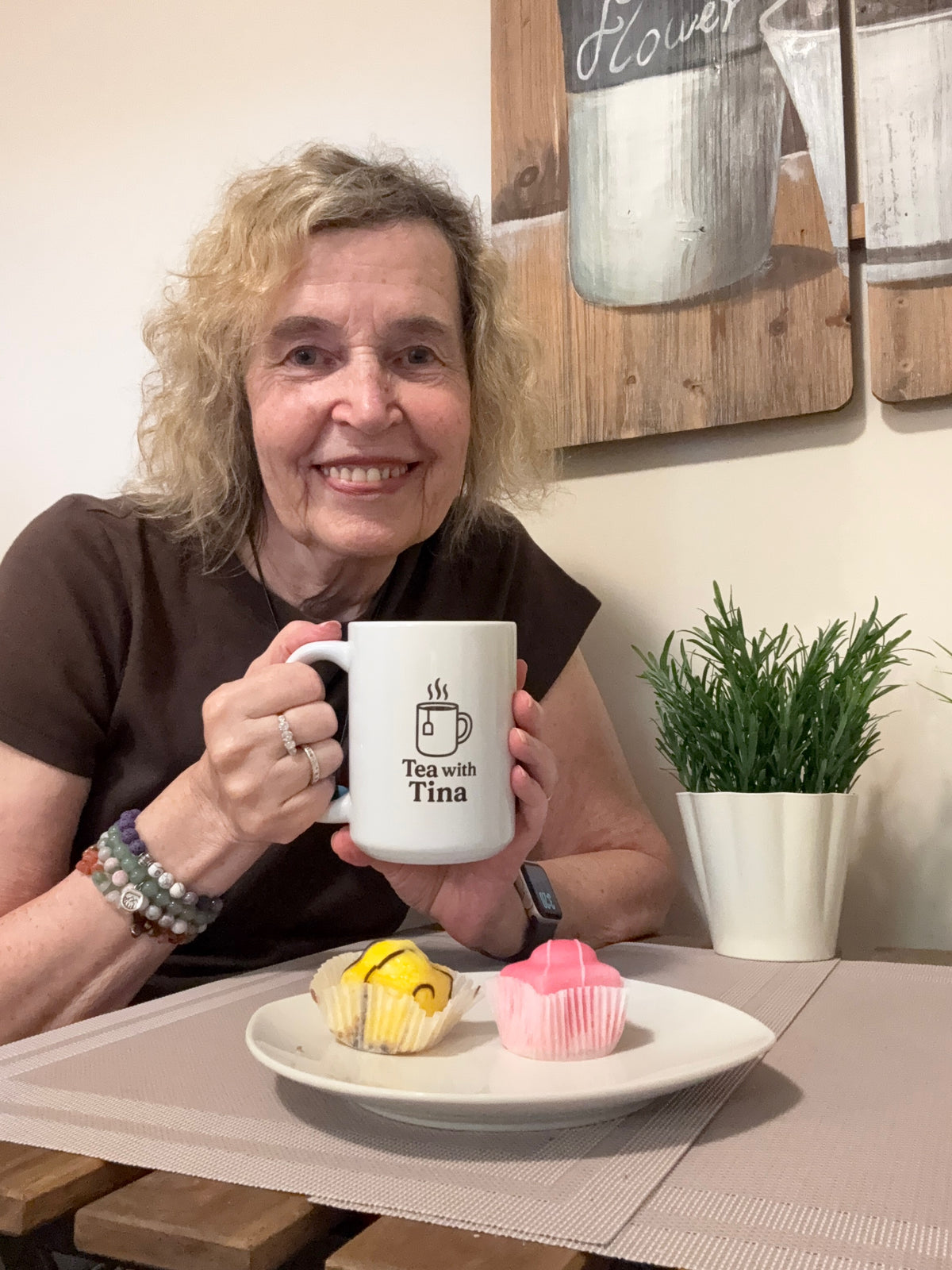 Tea with Tina™ – White Ceramic Mug (15 oz)
